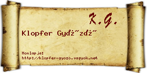 Klopfer Győző névjegykártya