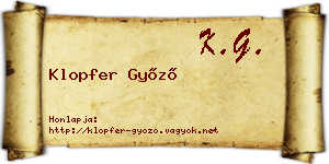 Klopfer Győző névjegykártya